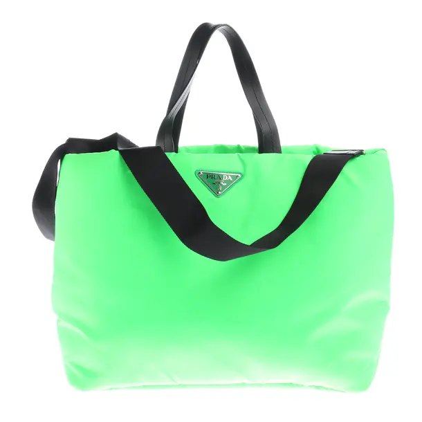 Shopper, in Verde neon, Poliuretano, Prada