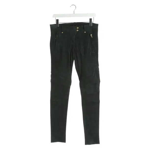 Pants, in Green, Leather, Balmain