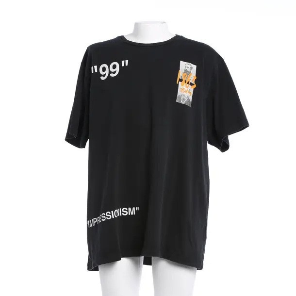 T-Shirt, in Black, Cotton, Off-White