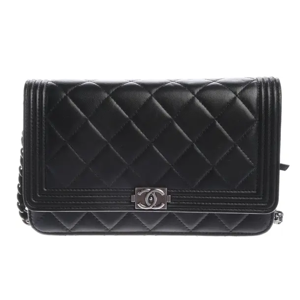 Wallet on Chain, in Black, Leather, Chanel