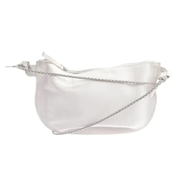 Shoulder Bag, in White, Leather, Closed