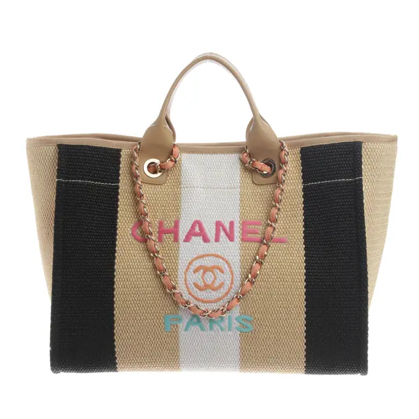 Shopper, in Mehrfarbig, Papier/Leder, Chanel