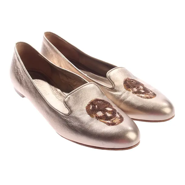 Ballet Flats, in Gold, Alexander McQueen