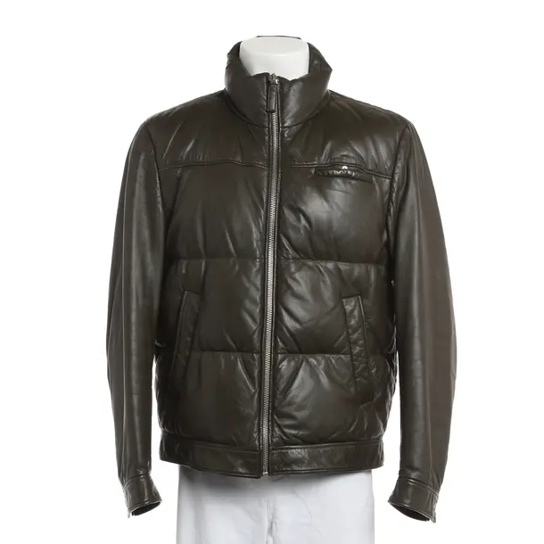 Lederjacke, in Olivgrün, Leder, Prada